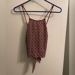 Forever 21 Women’s Spaghetti Strap Tie Top Size Medium. Retro Print Retro Style